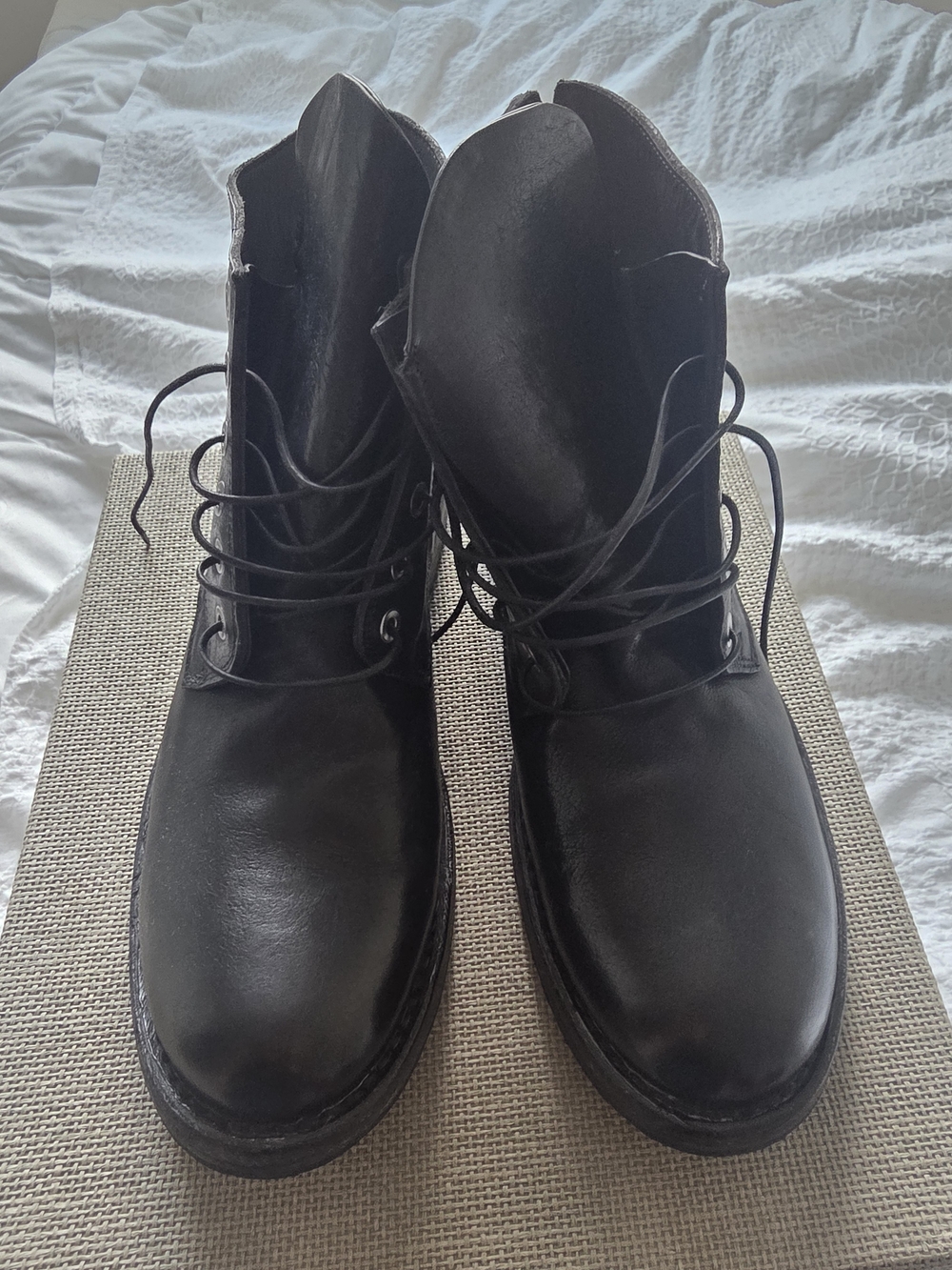 Moma Men's Black Lace-Up Leather Boots Size 43 No Original Box
